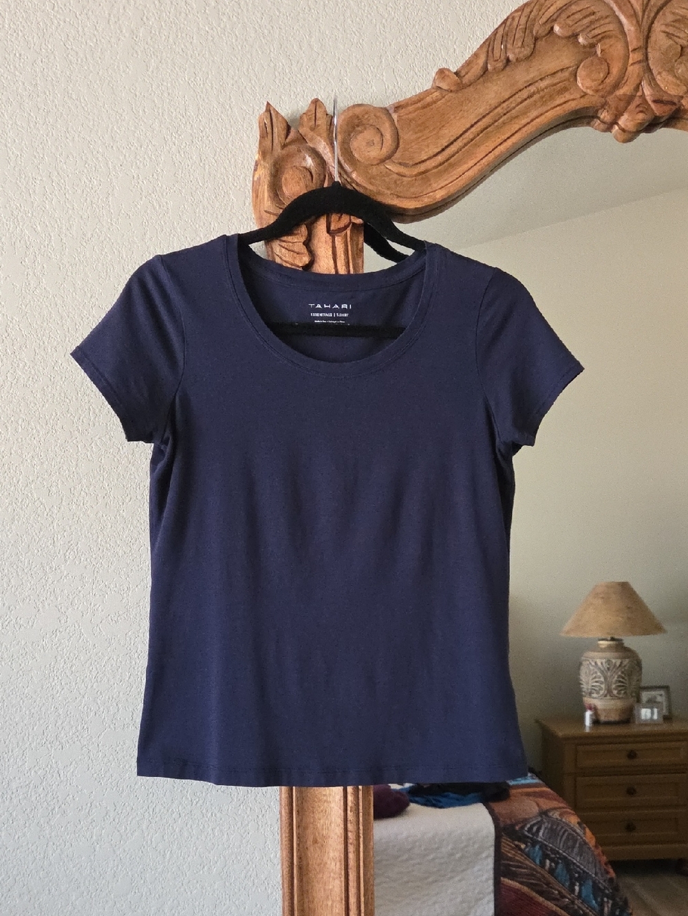 Tahari Essential Navy Short-Sleeve Crewneck Tee